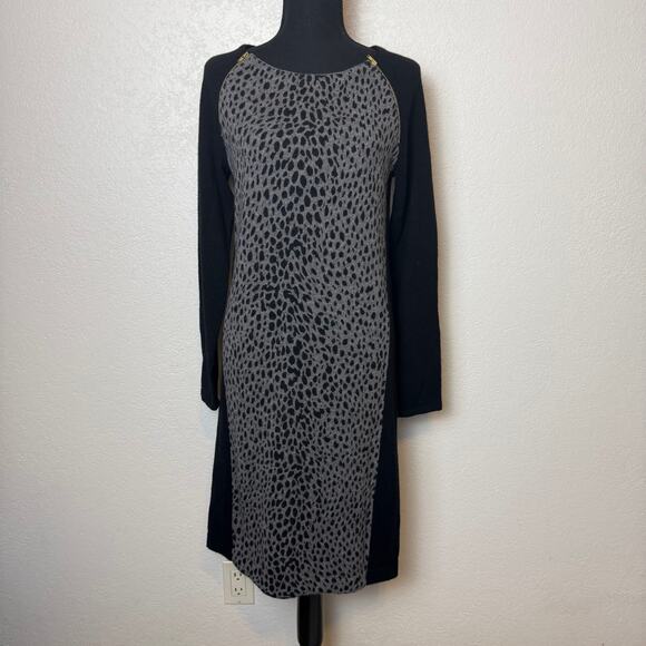 Hayden Cashmere Dress - Black and Grey Animal Print - Picture 2 of 8